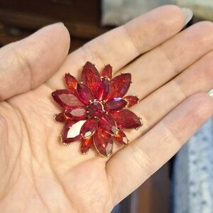 Elegant Red Floral Brooch